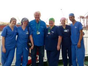 Some of the OR Crew with Mercy Ships Founder Don Stevens