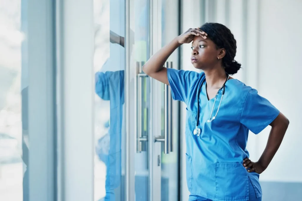 travel nurse dealing with stress from shift