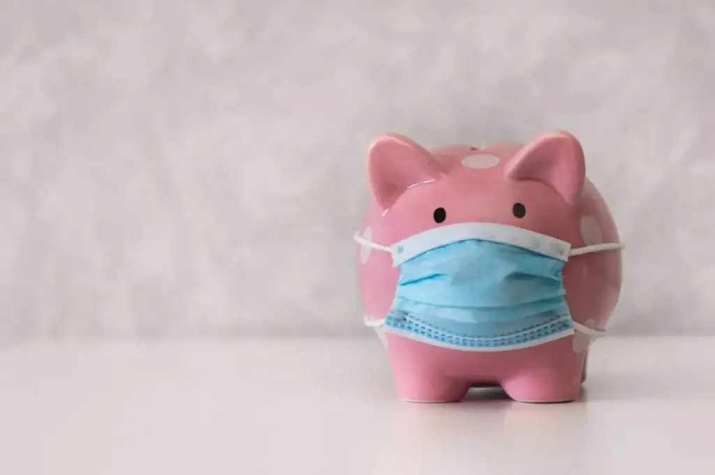 Piggy bank with mask over it